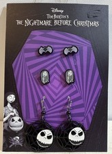 Disney Nightmare Before Christmas Jack Skellington 3 Pc Earring Set NEW