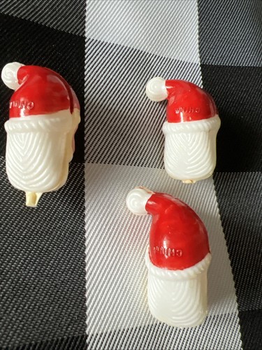 VTG 3 Plastic Santa Heads Cupcake/Cake Without Picks Great 4 Gift Tops 1.5”X 1” - Picture 4 of 11