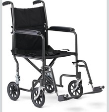 Medline Folding Transport Wheelchair, 19  Seat, Swing-Away Footrests, Black