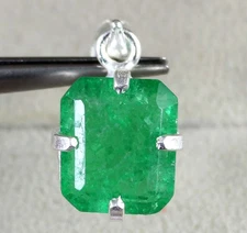 Natural Green Emerald 7.25 Carat Emerald Cut Gemstone Certified Men's Pendant