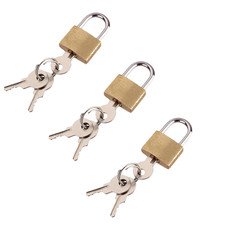3x 20mm Small Padlock Brass Steel Metal Home Locker Suitcase Security 3 Key Set