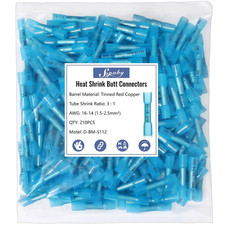 Heat Shrink Butt Wire Connectors, 210Pcs 16-14 AWG Blue Insulated Waterproof El