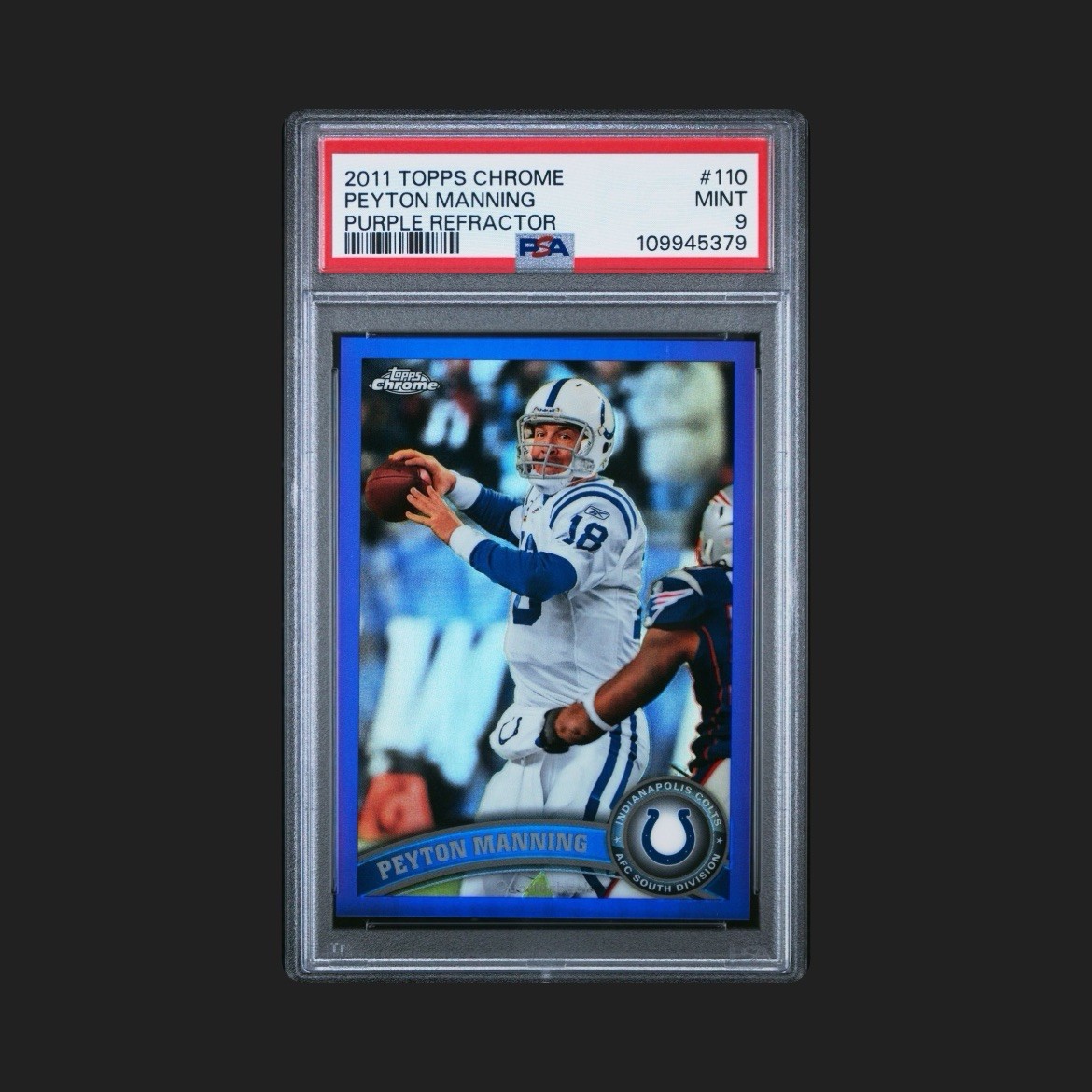 2011 Peyton Manning Topps Chrome Purple Refractor /499 PSA 9 Mint Colts HOF