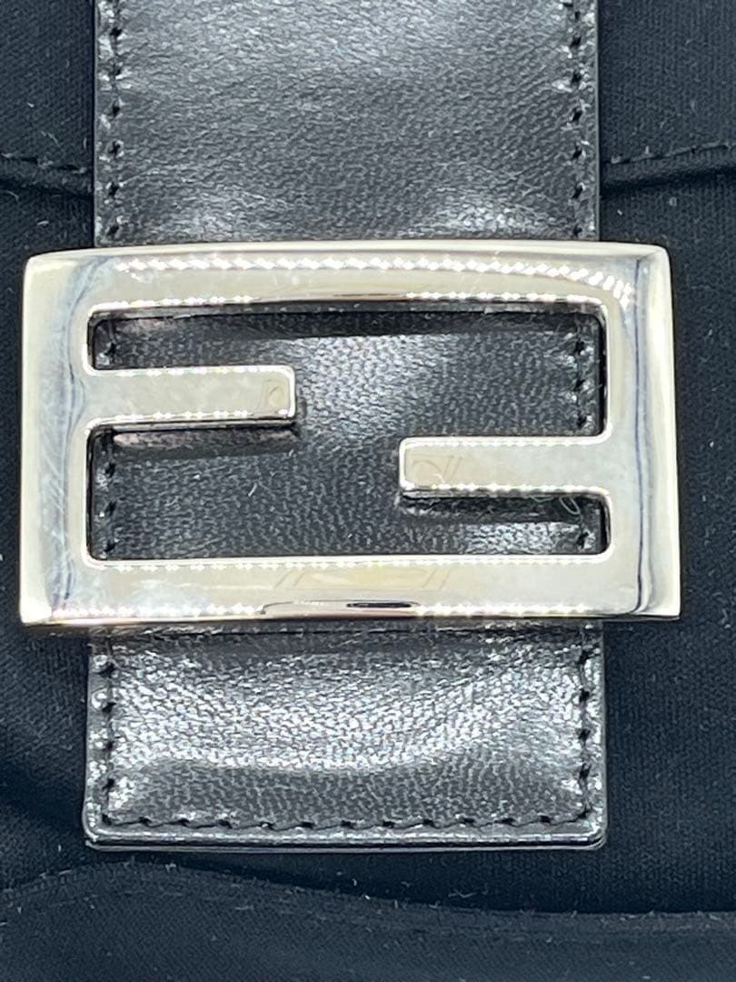 FENDI Mamma Baguette Shoulder Bag Nylon Black Silver thumbnail 9
