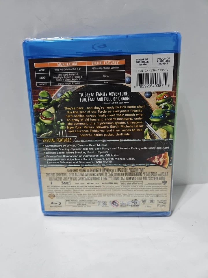 TMNT Brand New Sealed Blu-ray Disc Teenage Mutant Ninja Turtles Movie - Image 2 of 2