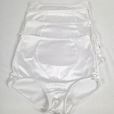 4 White Underscore Strong Satin Tummy Panel Control Brief Panty Size M Spandex