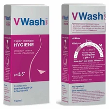 2 x V Wash Plus Intimate Wash PH Balance 100 ml Cleaning Female Vaginal area