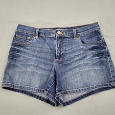 New York Company Womens Blue Denim Shorts Size 8 Medium Wash Stretch Whiskered