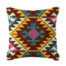 Latch Hook Kits for DIY Throw Pillow Cover,Color Pattern Needlework Cushion C...