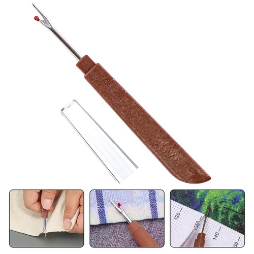 Safety Seam Ripper Tool for Stitch Removal - Embroidery & Thread Remover Brown - Picture 2 of 10