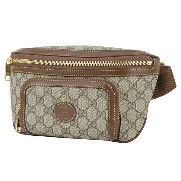 GUCCI 10% Body Bag GG grand sac ceinture GG cuir beige logo GG sac taille