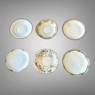 Lot of 6 Vintage Bavarian, French, German Japanese Mismatched China Saucers