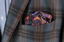 Lord R Colton Masterworks Pocket Square - Peacock Tapestry Silk - 75 New