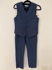 H M Boys Blue Formal Suit Set Vest Pants US 16 CA 12-13A Wedding Party