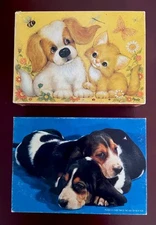 2 Vtg 1970s Springbok Puzzles, Little Friends/Puppy Pals, 48pc Both Complete!