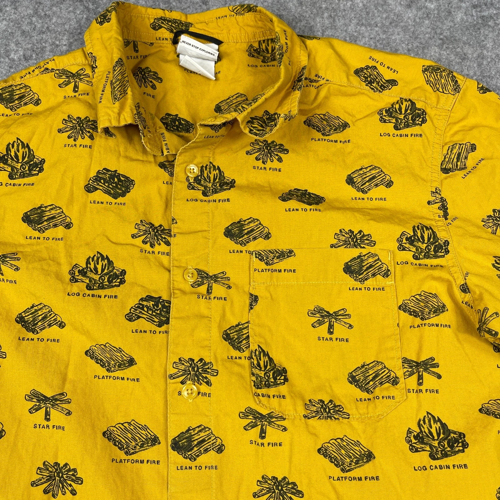 The North Face Button Up Shirt Mens Large Golden Mustard Yellow Camp Fire AOP
Opens in a new window