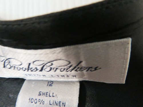 Abito Brooks Brothers nero senza maniche 100% lino irlandese 12 preppy accademia zip - Foto 3 di 8