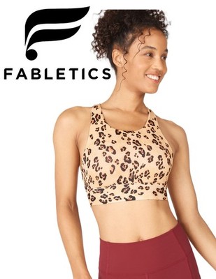 NWT FABLETICS sz XXS Ella No Bounce High Impact Sports Bra in Leopard Print