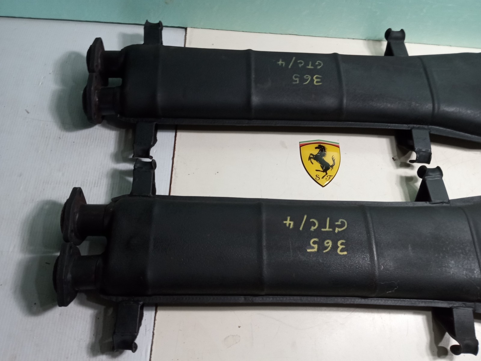 Ferrari 365 GTC/4 Engine Exhaust Pipe Muffler Silencers_Pair_GENUINE