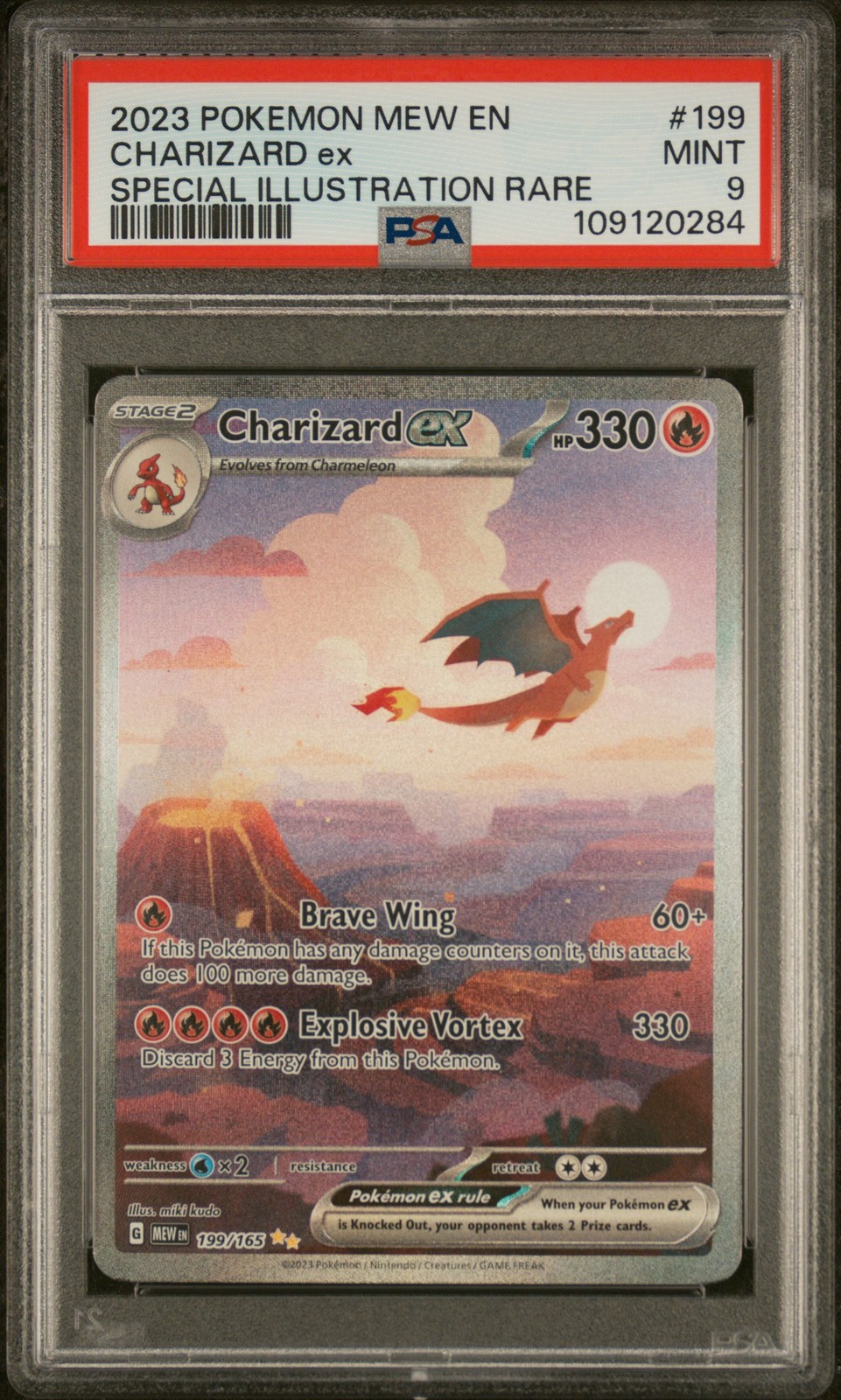 2023 POKEMON MEW EN-151 SPECIAL ILLUSTRATION RARE #199 CHARIZARD EX PSA 9