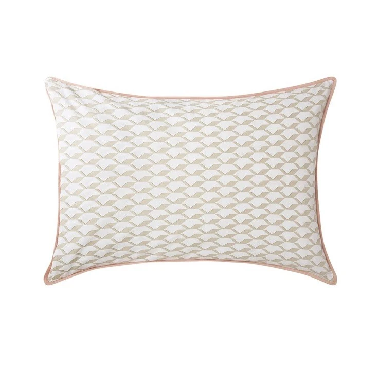 Nueva Funda de Almohada Yves Delorme Voguer CORAL Algodón Reversible EURO Foto 3 de 4