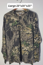 Vintage 90s Jerzees Mossy Oak Men's Henley L/S Forest Camo Shirt Made in USA