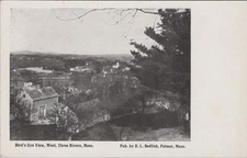 Bird's Eye View West Three Rivers Massachusetts MA 1900s Bodfish Postcard