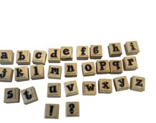 Stampin' Up Alphabet Wood Mounted Rubber Stamp Lot 28 Letters Punctuation