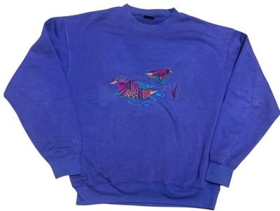 Pullover Vintage bestickt Ente süß Tier Design Sweatshirt Gr. M