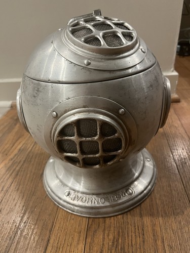 Divers Helmet Ice Bucket Pewtertone Olde Tankardware Seymour Mann Italy 1970