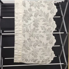 Off White Leaf Botanical Pattern Lace Valance 58" with Scalloped Edge Rod Pocket