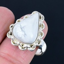 Resplendent Howlite Jasper Gemstone 925 Sterling Silver Jewelry Ring Size 9
