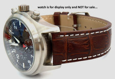 Cinturino orologio pelle di coccodrillo marrone scuro 22 mm per IWC Pilot Fighter