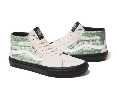 US 10 Supreme Vans Dollar Skate Grosso Mid White 28cm SUP VANS 