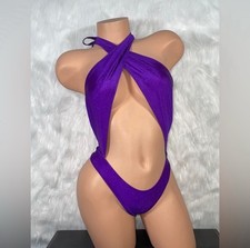 Blue Shimmery Two Piece Bikini Stripper Outfit