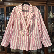 Garnerstyle x FTF Pink White Stripe Double Breasted Blazer Size 3 Plus