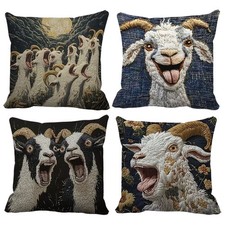 4pcs Funny Screaming Goat Short Plush Pillow Covers 17 Inch Cushion Pillowcase