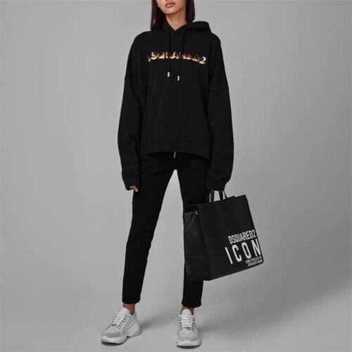 WOMENS DSQUARED2 ICON JENNIFER CROPPED JEANS, BLACK SIZE UK14 RRP £440 BRAND NEW