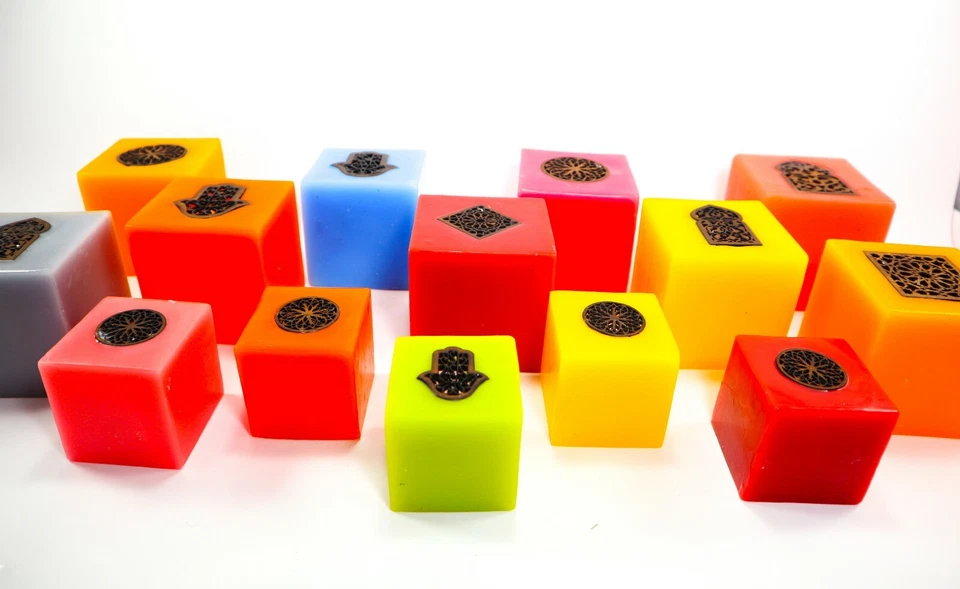 Alta Calidad Colorido MARRUECOS Hecho a Mano Cera TeaLight Soporte Cera de Aceite de Palma Orgánica Foto 4 de 4