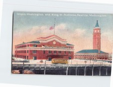 Postcard Oregon-Washington & King St. Stations Seattle Washington USA