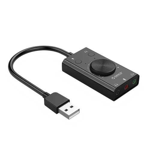 2-in-1 15Hz-25KHz Universal External USB Driver-Free Sound Card LED Indicator D
