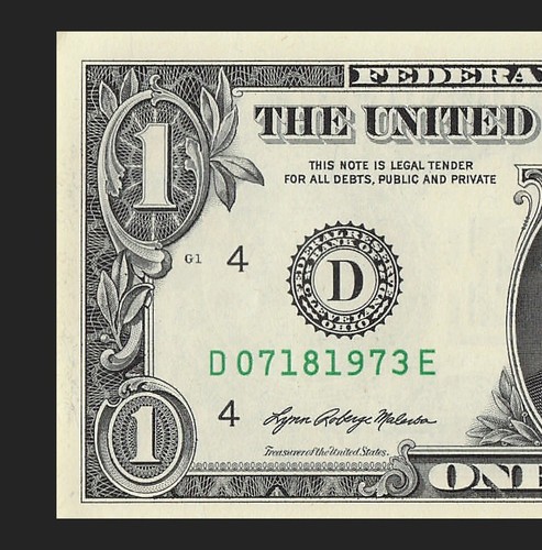 JULY 18 1973 Birthday Date Note Fancy Serial Number One Dollar Bill 07 18 1973 - Picture 4 of 11
