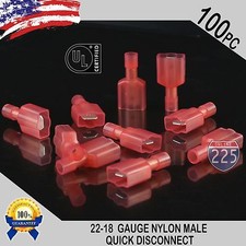 22-18 GAUGE 100 PC NYLON FULLY INSULATED QUICK DISCONNECT MALE .250 CONNECTOR US