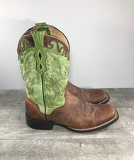 Men's J.B. Dillon JBM6005 Square Toe Goat Green Leather Western Boots Size 10