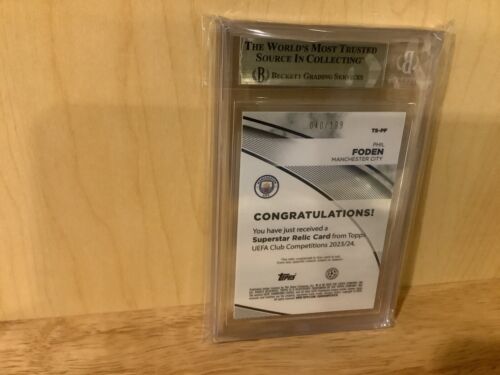 2023-24 Topps UEFA Superstar Relics Neon Green Foil TSPF Phil Foden 040/199 - Picture 2 of 2