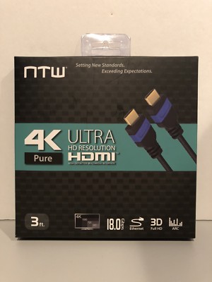NTW 4K PURE ULTRA HD RESOLUTION HDMI CABLE 3D FULL HD 3FT CORD BRAND NEW!