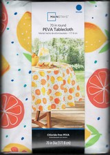 Mainstays 70" Round Tablecloth PEVA Vinyl Variable Fruits - New