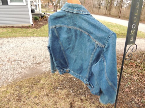 Vtg Black Label Orange thread Wrangler Denim Trucker Made in USA Jacket Size 36 - Picture 4 of 12