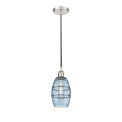 Innovations 616-1P Vaz 1Lt 6'' Cord Mini Pendant, PN/Blue - 616-1P-PN-G557-6BL