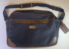 Vintage Jaguar Messenger Shoulder Bag Brown Leather Blue Classy